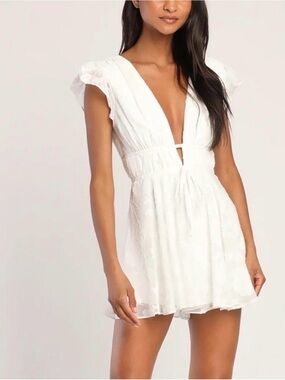 All About The Flowers White Burnout Floral Ruffled Romper